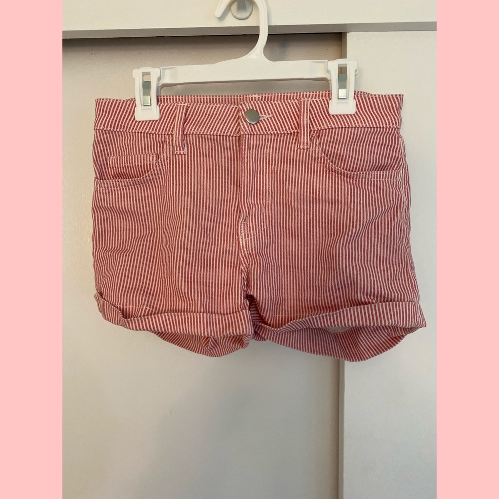 NEW red and white striped cuffed shorts from h&m